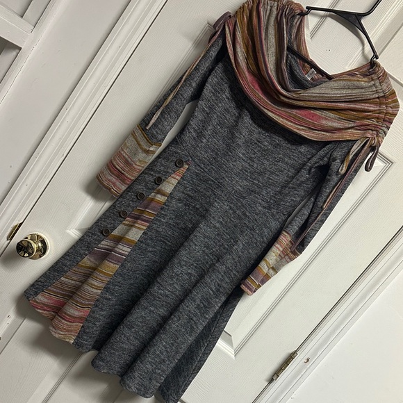 DRESSFO Dresses & Skirts - IDRE Gray Dress with Striped Accents